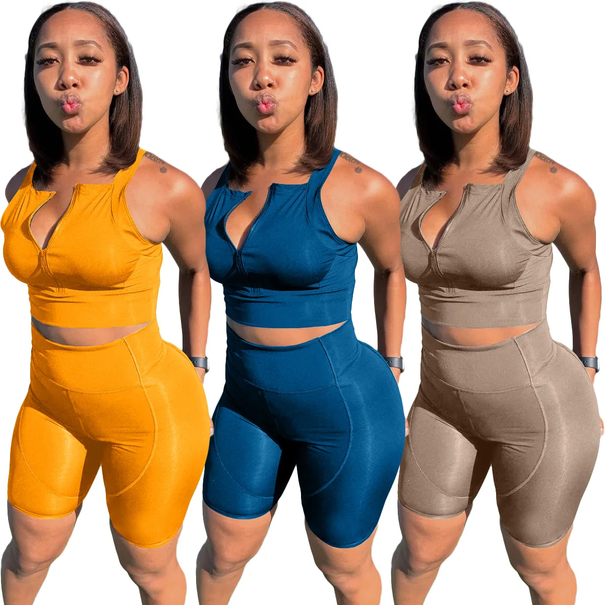 2021 New Crop Tops And shorts Matching Sets For Women Sporty Casual Two Piece Outfits Workout Active Wear, Shown
2021 New Crop Tops And shorts Matching Sets For Women Sporty Casual Two Piece Outfits Workout Active Wear, Shown