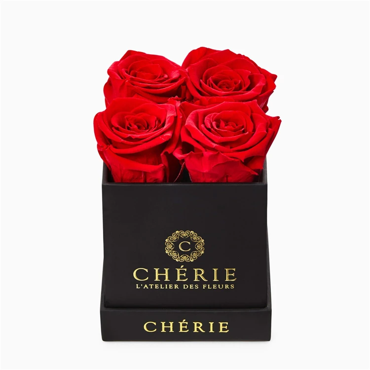 rose gold square medium folding gift box with preserved roses