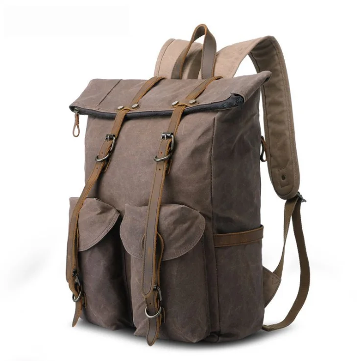 Vintage waxed canvas leather laptop backpack waterproof travel rucksack large capacity Backpacks, Colors
Vintage waxed canvas leather laptop backpack waterproof travel rucksack large capacity Backpacks, Colors