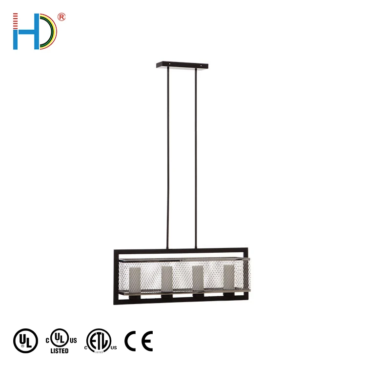 Hot Sale Factory Direct Price Modern Luxury Black Line Art Rectangle Energy Saving Light E26 Metal Chandeliers Pendant Lighting