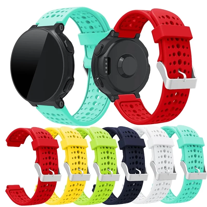 

Replacement Bracelet Band For Garmin Forerunner 220 230 235 620 630 Single Color Breathable Holes Silicone Watch Strap, 7 colors