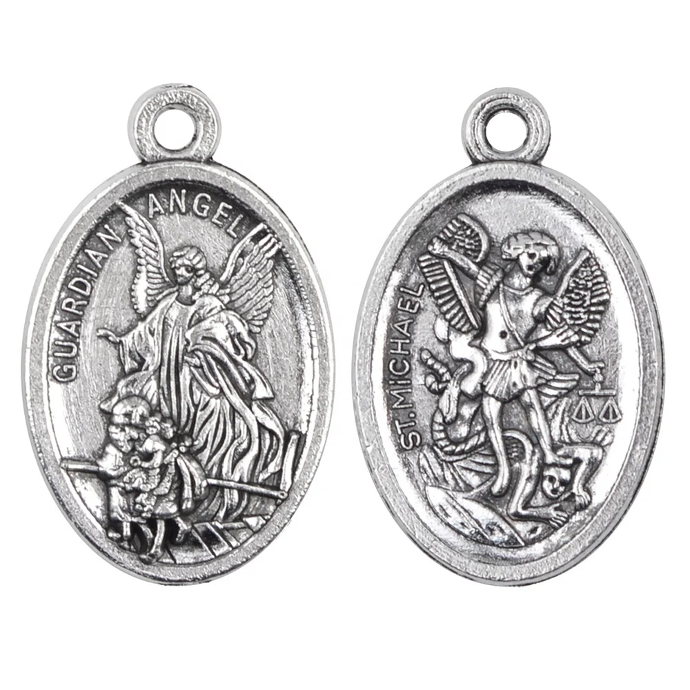 Religious Metal Alloy One Hole Pendant Guardian Angel and St Michael Medal for Chaplet
Religious Metal Alloy One Hole Pendant Guardian Angel and St Michael Medal for Chaplet