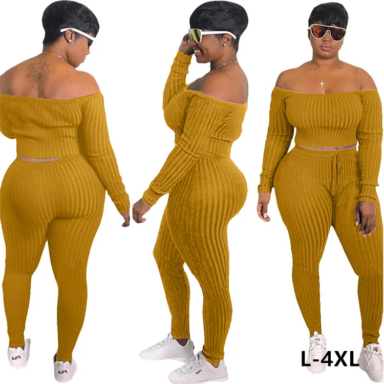 Sexy 2021 Plus Size 2 Two Piece Loungewear Women's off the shoulder Knit Clothing Sweaters Sets Sweater Set For Women, Picture
Sexy 2021 Plus Size 2 Two Piece Loungewear Women's off the shoulder Knit Clothing Sweaters Sets Sweater Set For Women, Picture