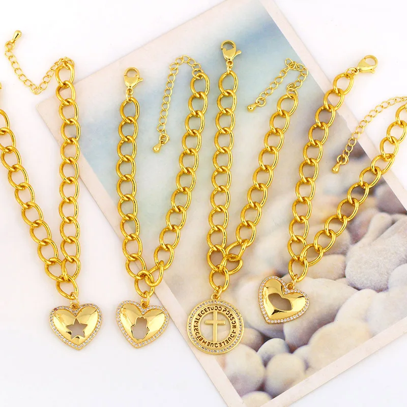 Best Selling Jewelry Hollow Star Thick 18k Gold Plated Letter Link Chain Heart Bracelet
Best Selling Jewelry Hollow Star Thick 18k Gold Plated Letter Link Chain Heart Bracelet