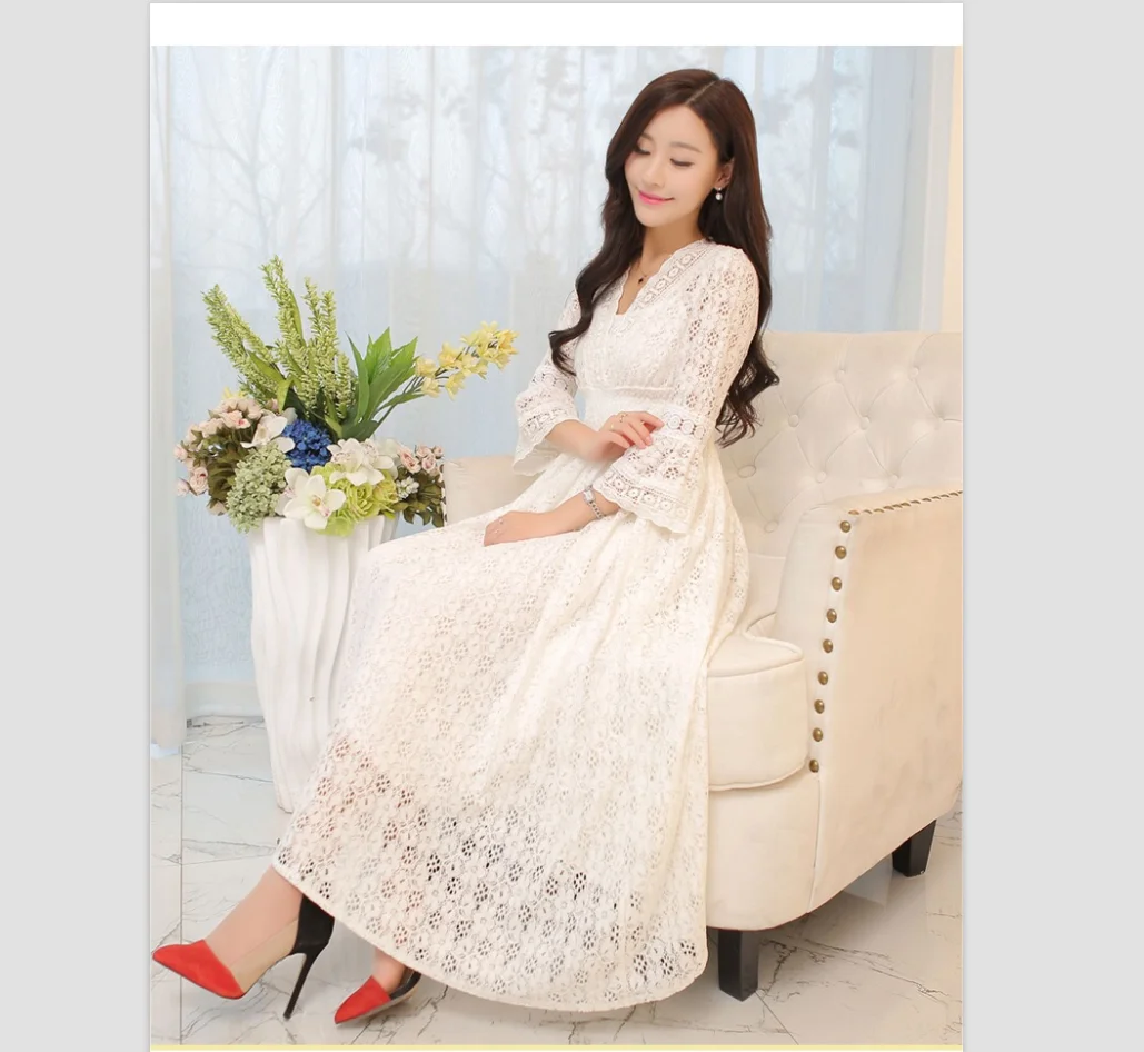Summer Autumn Women Elegant White Lace Long Dress High Waist Beach Maxi Princess Dresses Female Vintage Party Dress Vestido
Summer Autumn Women Elegant White Lace Long Dress High Waist Beach Maxi Princess Dresses Female Vintage Party Dress Vestido