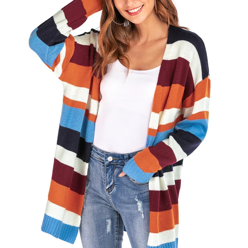 Dropshipping 2021 Fall Autumn Winter Lady Striped Custom Knit Sweater For Women Cardigan Sweater Women
Dropshipping 2021 Fall Autumn Winter Lady Striped Custom Knit Sweater For Women Cardigan Sweater Women