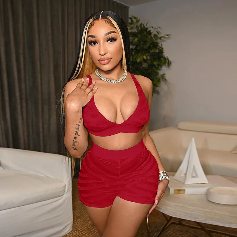Summer 2022 Fashion Sexy Womens Two Piece Set Ultra Short Vest Deep V-neck Shorts Sports Suit, 2 colors
Summer 2022 Fashion Sexy Womens Two Piece Set Ultra Short Vest Deep V-neck Shorts Sports Suit, 2 colors