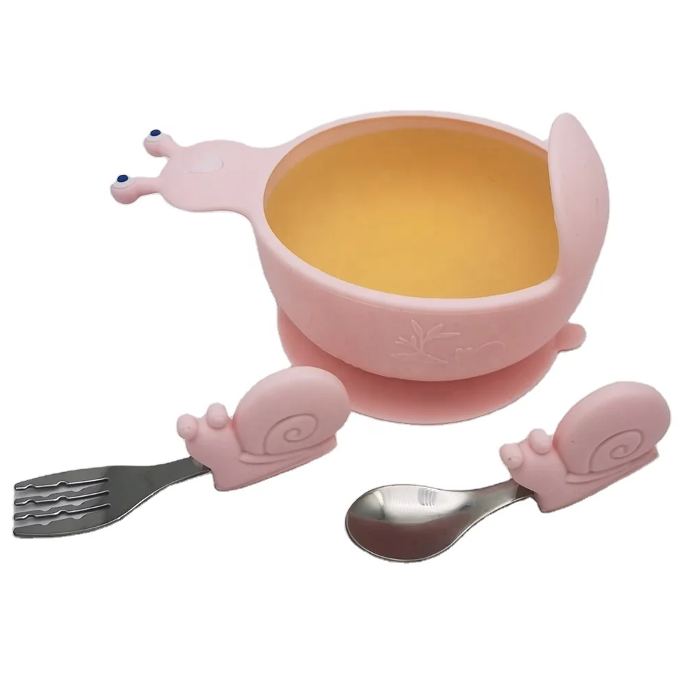 China Manufacturer Silicone Kids Feeding Snail Silica Gel Baby Bowl Spoon And Fork Set, 8colors
China Manufacturer Silicone Kids Feeding Snail Silica Gel Baby Bowl Spoon And Fork Set, 8colors