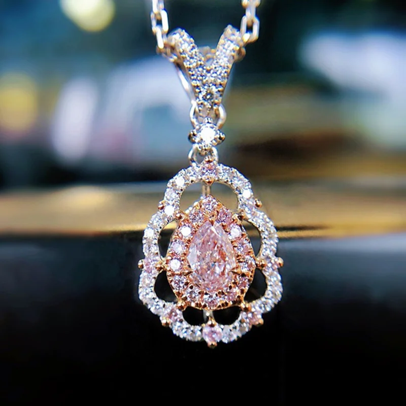New Lady Crystal Necklace Pink Diamond Pendant Life Crystal Necklace Drop Shape
New Lady Crystal Necklace Pink Diamond Pendant Life Crystal Necklace Drop Shape