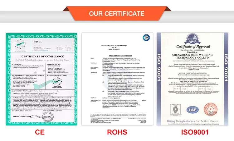 Welding machine certificate