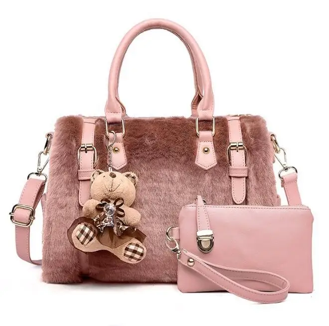 2021 winter hot sales faux fur leather handbags for woman purse pu Boston handbags bag set, Pink
2021 winter hot sales faux fur leather handbags for woman purse pu Boston handbags bag set, Pink