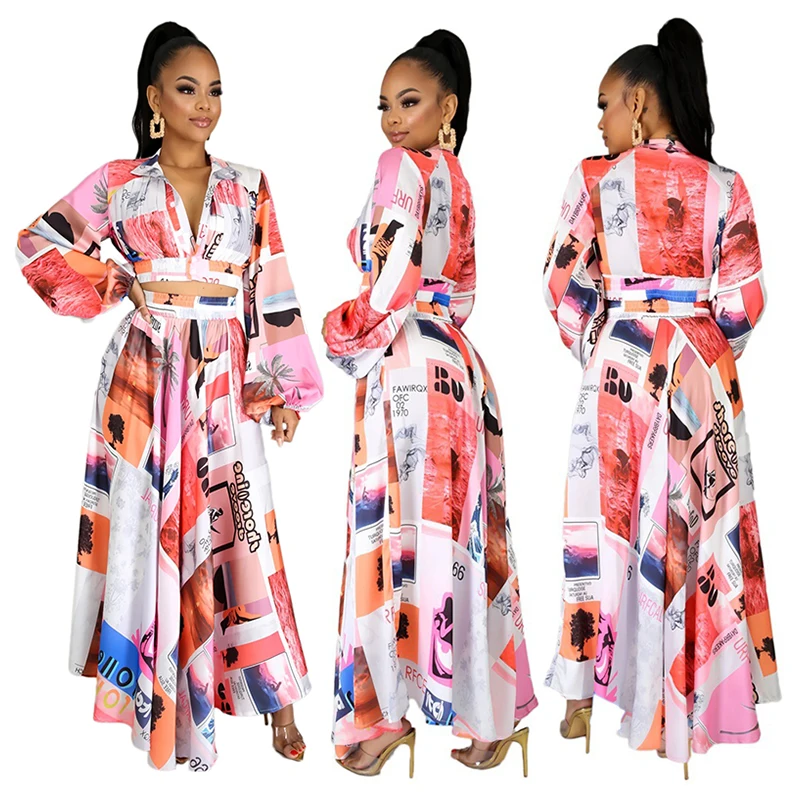 fashion casual floral print women long sleeve crop top 2 two piece ruffle skirt dress set for lady, Pink
fashion casual floral print women long sleeve crop top 2 two piece ruffle skirt dress set for lady, Pink