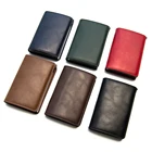 Anti Scanned RFID Blocking No Hasp Pop Up Auto Slide Credit Cards Holder Slim Front Pocket Leather Wallet