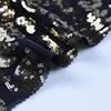 Fashion luxury design evening dress polyester golden flower sequin embroidered black mesh lace fabric embroidery