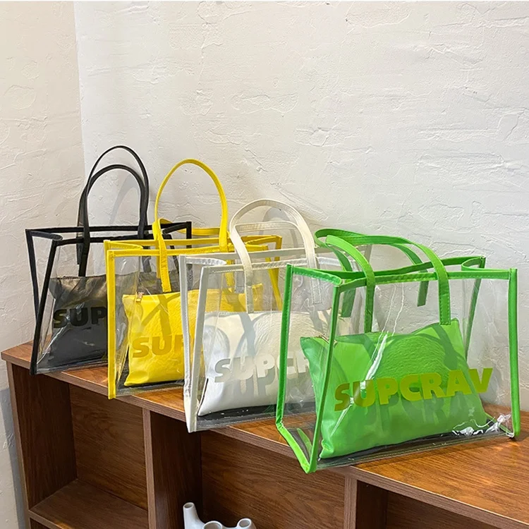 Waterproof Shoulder Bag Transparente Large Capacity Clear Tote Bag Colorful Clear Bags Women Handbags, Black, white, green, yellow
Waterproof Shoulder Bag Transparente Large Capacity Clear Tote Bag Colorful Clear Bags Women Handbags, Black, white, green, yellow