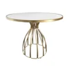 Hotel Furniture Industrial Design Brassed Gold Metal X-Base Round White Marble Top Marble Coffee Table