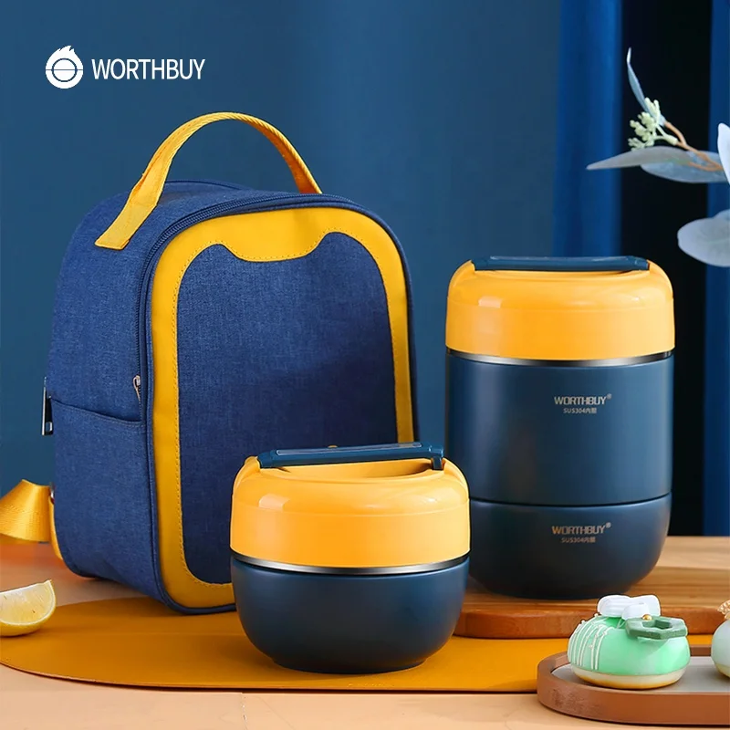 WORTHBUY Portable Thermal Lunch Box 304 Stainless Steel Food Container For Kids School Vacuum Insulation Bento Lunch Box, Blue yellow
WORTHBUY Portable Thermal Lunch Box 304 Stainless Steel Food Container For Kids School Vacuum Insulation Bento Lunch Box, Blue yellow