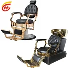 Luxury Hair Salon Equipment Furniture Antique reclining Vintage Barber Chair Set Shampoo Chair Set