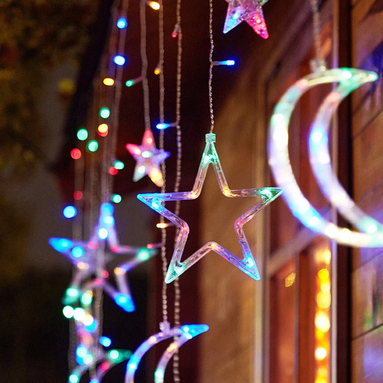 138LED Solar Powered star string lights LED Fairy Lights moon star led light