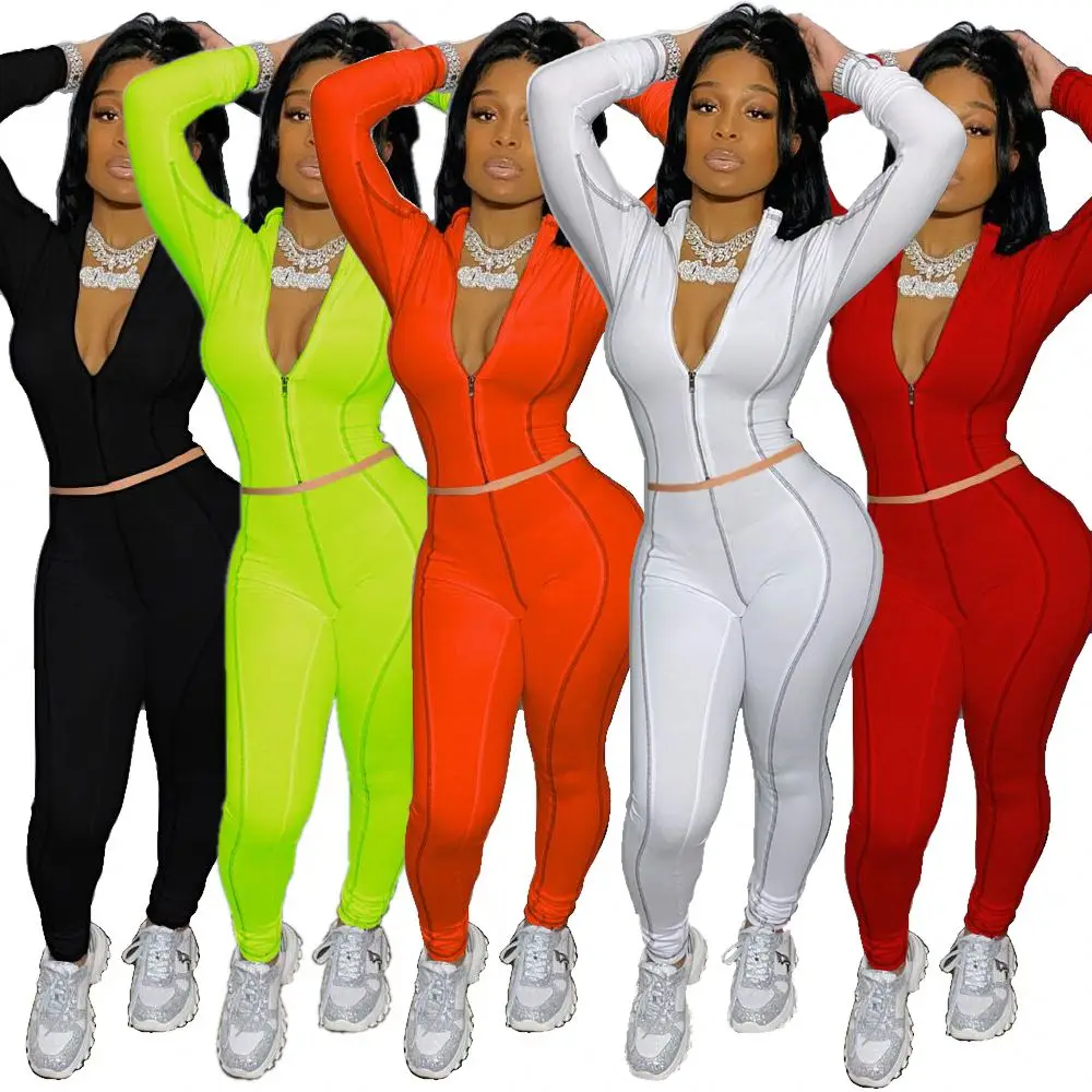2021 New arrivel ladies casual two piece set solid color pencil pants zipper slim tight long sleeve women 2 piece set
2021 New arrivel ladies casual two piece set solid color pencil pants zipper slim tight long sleeve women 2 piece set