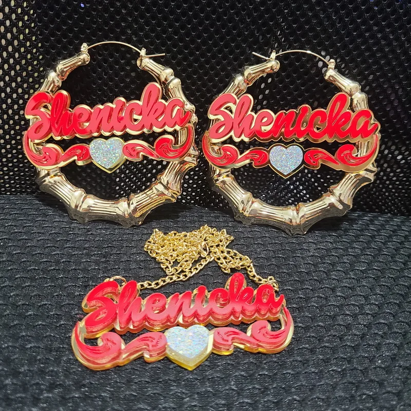 Dropshipping acrylic laser Custom Name Piercing Earrings Personalized Name plate bamboo hoop Earrings For Women Girls, Picture
Dropshipping acrylic laser Custom Name Piercing Earrings Personalized Name plate bamboo hoop Earrings For Women Girls, Picture