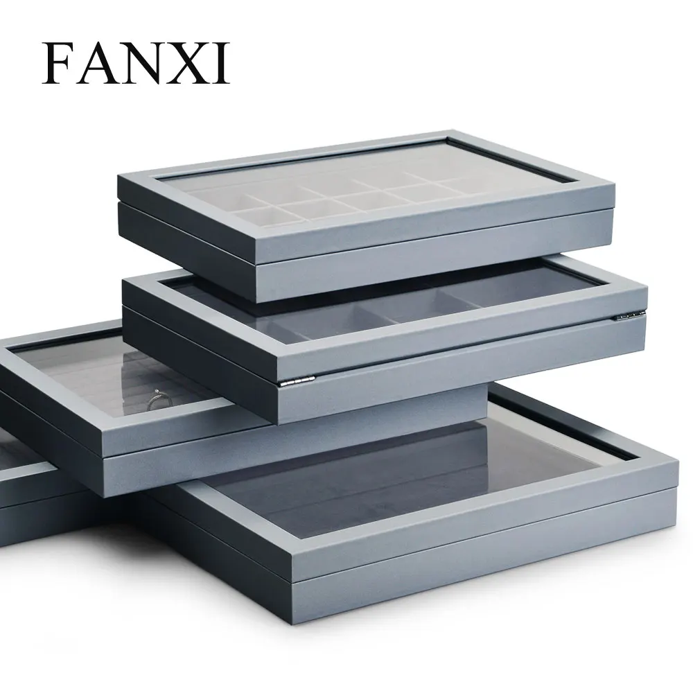 New Gray Leather Multifunctional Window Box Jewelry Display Ring Bracelet Necklace Earrings Window Display Box, Blue 
New Gray Leather Multifunctional Window Box Jewelry Display Ring Bracelet Necklace Earrings Window Display Box, Blue
