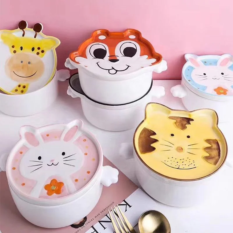 Children's instant noodle bowl with lid student household soup bowl Japanese anti scalding cartoon ceramic bowl set with handle
Children's instant noodle bowl with lid student household soup bowl Japanese anti scalding cartoon ceramic bowl set with handle