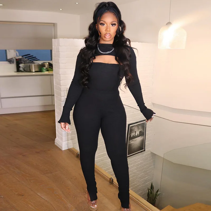 R09116 - pants and camisole top fashion solid slip long sleeve knitted women 3 piece pants set
R09116 - pants and camisole top fashion solid slip long sleeve knitted women 3 piece pants set