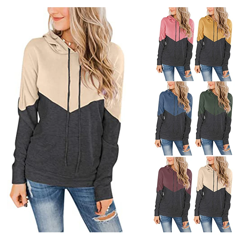 Women's Drawstring Hoodie Color Block Sweatshirt Casual Pullover Tops, 6 colors
Women's Drawstring Hoodie Color Block Sweatshirt Casual Pullover Tops, 6 colors
