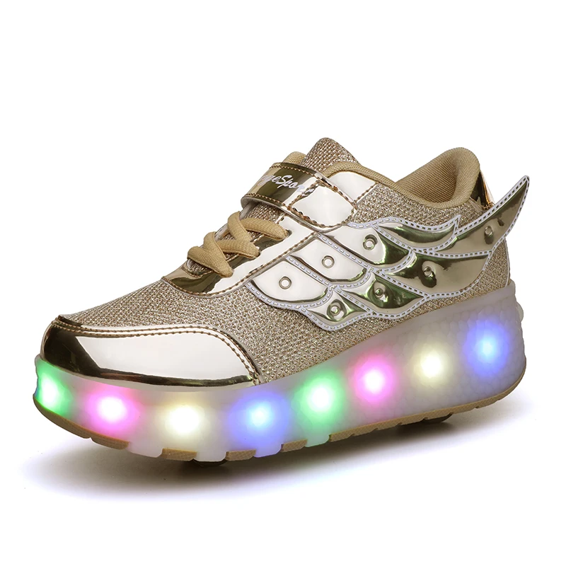 Two Wheels Luminous Sneakers golden/ Pink Led Light Roller Skate Shoes for Children Kids Led Shoes Boys Girls Shoes Light Up
Two Wheels Luminous Sneakers golden/ Pink Led Light Roller Skate Shoes for Children Kids Led Shoes Boys Girls Shoes Light Up