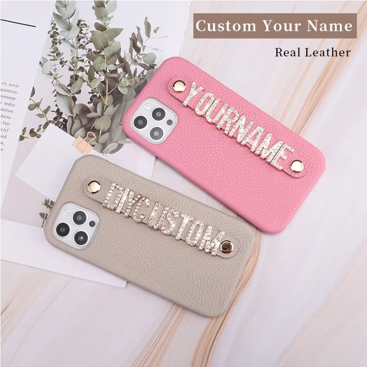 Luxury Custom Initial Name Real Leather Phone Case For iPhone 11 12 Pro Mini Max X XR XS 7 8Plus Diamond Metal Letters Cover, 6 colors
Luxury Custom Initial Name Real Leather Phone Case For iPhone 11 12 Pro Mini Max X XR XS 7 8Plus Diamond Metal Letters Cover, 6 colors