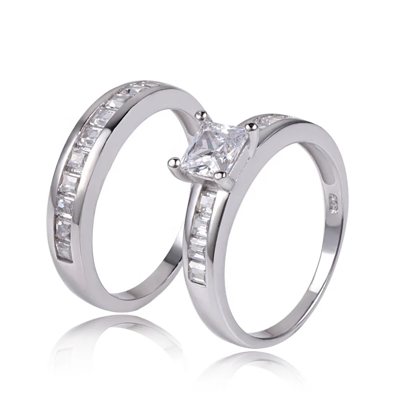 fashion square center AAA cz stone women couple 925 sterling silver jewelry ring sets
fashion square center AAA cz stone women couple 925 sterling silver jewelry ring sets