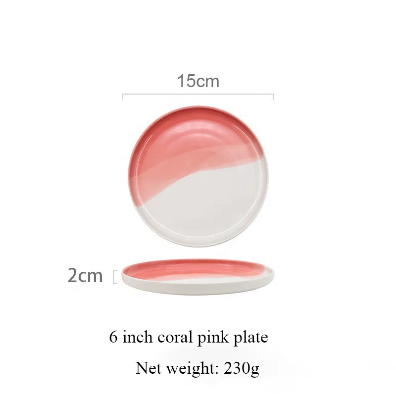 Amazon hot selling Kicten Set Ceramic Simple Style Creative Pink Blue Round Colored Plate, Color glazed
Amazon hot selling Kicten Set Ceramic Simple Style Creative Pink Blue Round Colored Plate, Color glazed