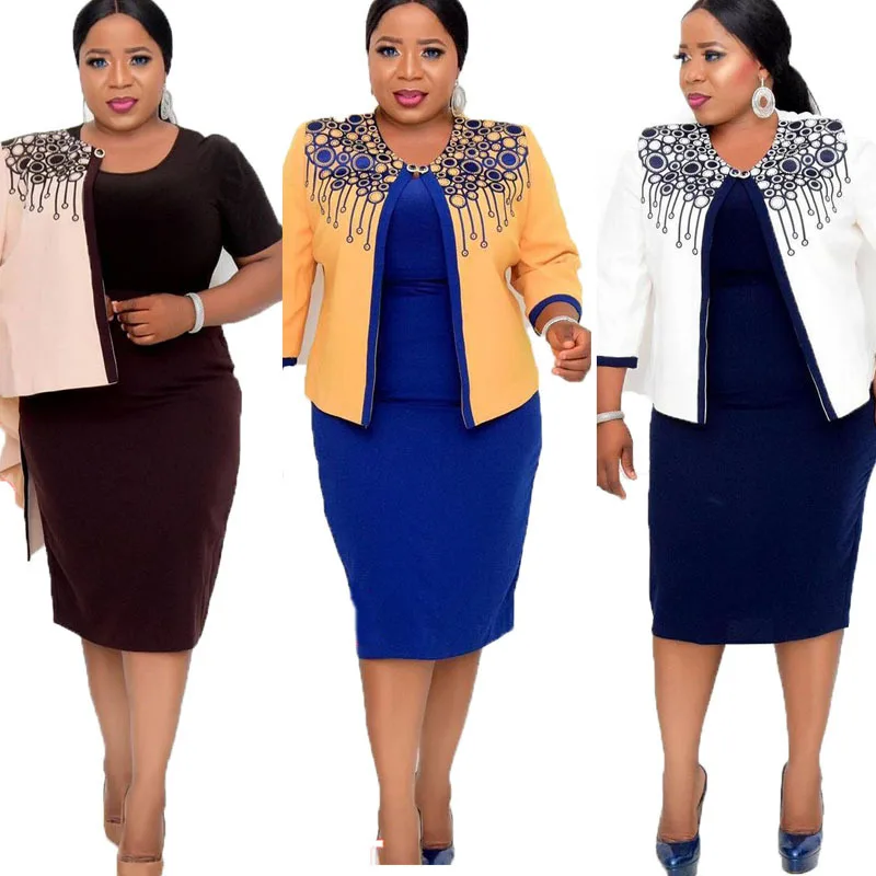 New plus-size mom dress printed coat two-piece suit professional African plus-size women's dress
New plus-size mom dress printed coat two-piece suit professional African plus-size women's dress