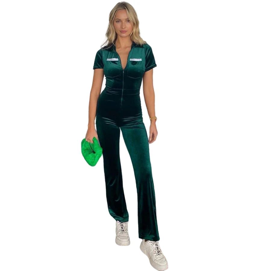 K21Q06835 2021 Autumn New Fashion Solid Color Velvet Jumpsuit Short Sleeve Zipper Turn-down Collar Casual Women Slim Jumpsuit
K21Q06835 2021 Autumn New Fashion Solid Color Velvet Jumpsuit Short Sleeve Zipper Turn-down Collar Casual Women Slim Jumpsuit