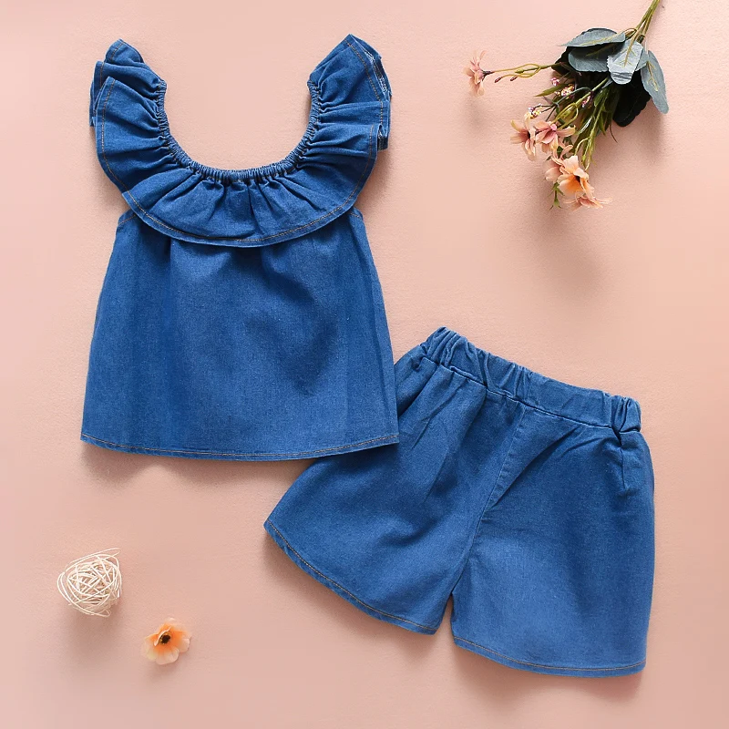 2021 New Baby Girls Clothes Denim Outfits Crop Top One-Shoulder Tops +Jeans Pants Two Piece Sets For Summer Girls Hot Style
2021 New Baby Girls Clothes Denim Outfits Crop Top One-Shoulder Tops +Jeans Pants Two Piece Sets For Summer Girls Hot Style