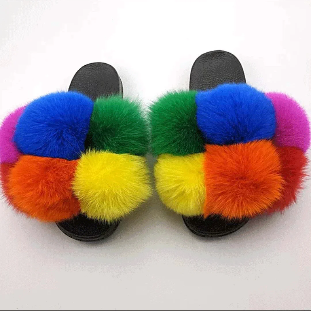 2021 factory direct wholesale ladies sandals furry real soft fox fur slides slippers for women and kids, Customized color
2021 factory direct wholesale ladies sandals furry real soft fox fur slides slippers for women and kids, Customized color