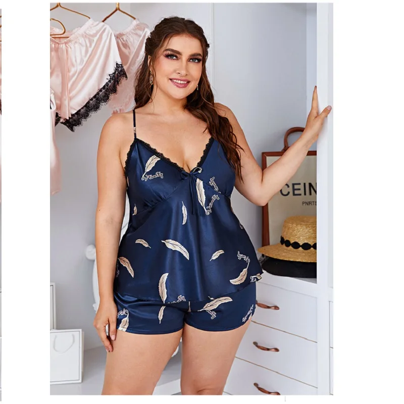 Ice silk plus size pajamas robes sexy female code condole shorts silk clothing household
Ice silk plus size pajamas robes sexy female code condole shorts silk clothing household