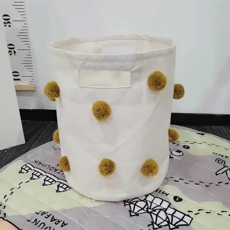Wholesale Pompom Ball Canvas Storage Basket Dirty Clothes Sundry Portable Storage Basket, 3 color
Wholesale Pompom Ball Canvas Storage Basket Dirty Clothes Sundry Portable Storage Basket, 3 color