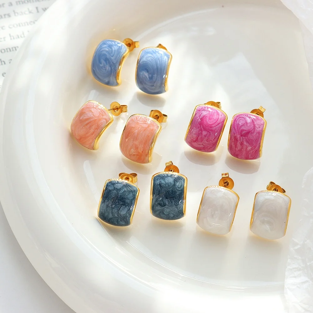 Summer Trendy 18K Gold Plated Stainless Steel Geometric Colorful Enamel Stud Earrings For Women
Summer Trendy 18K Gold Plated Stainless Steel Geometric Colorful Enamel Stud Earrings For Women