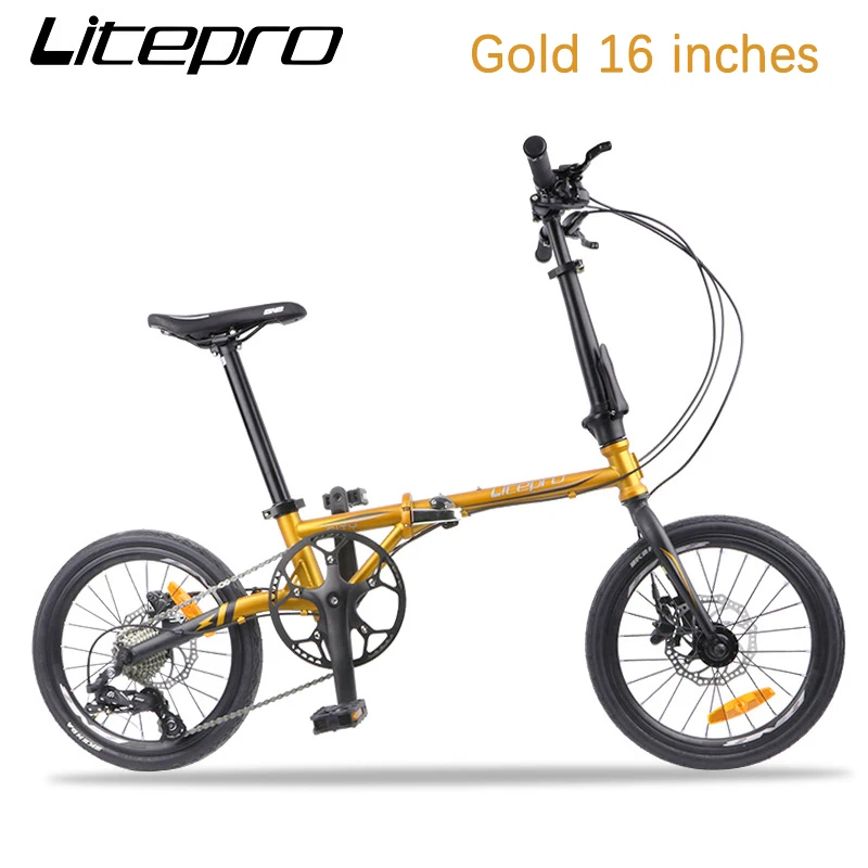Litepro LP1609 16inch 9 Speed Folding Bike Mini Retro road bike with Vehicle Oil Disc Brake 305 Retro mobility bicycle, Black silver golden orange
Litepro LP1609 16inch 9 Speed Folding Bike Mini Retro road bike with Vehicle Oil Disc Brake 305 Retro mobility bicycle, Black silver golden orange
