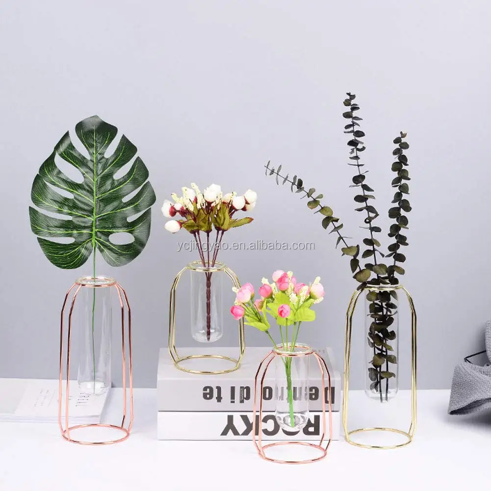 Simple Nordic Style Glass Tube Vase with Metal Rack Stand Home Decoration Ornament, Clear
Simple Nordic Style Glass Tube Vase with Metal Rack Stand Home Decoration Ornament, Clear
