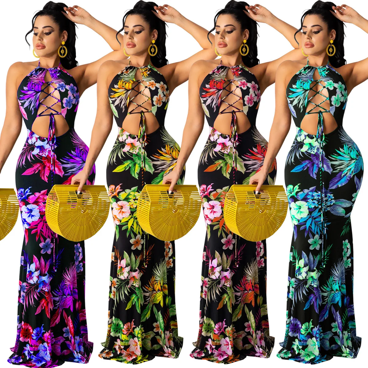 Wholesale Holiday Bohemia Flower Maxi Dresses Sleeveless Halter Floral Printed Boho Casual Dresses Plus Size Sunflower Dresses, Picture
Wholesale Holiday Bohemia Flower Maxi Dresses Sleeveless Halter Floral Printed Boho Casual Dresses Plus Size Sunflower Dresses, Picture