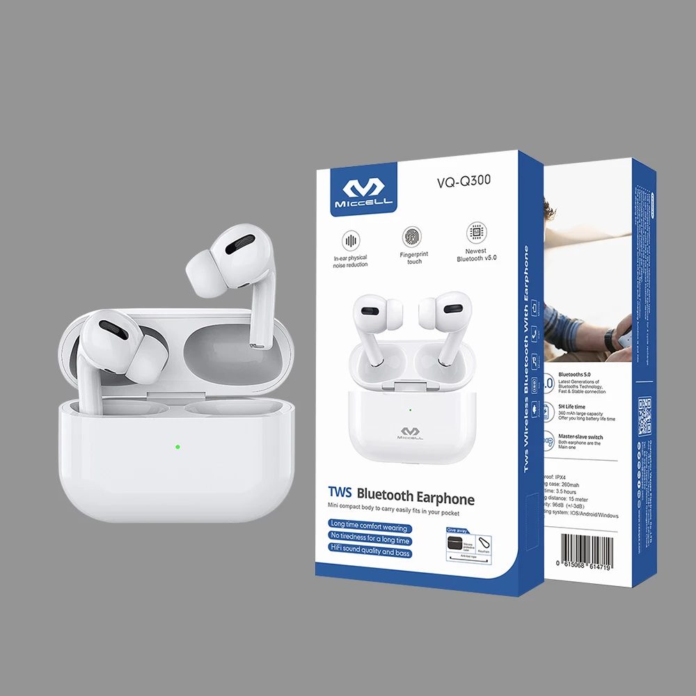 Miccell original tws wireless earphone headset air pro wholesale wireless sport earbuds for iphone 12 11 max pro tws earbuds, White
Miccell original tws wireless earphone headset air pro wholesale wireless sport earbuds for iphone 12 11 max pro tws earbuds, White