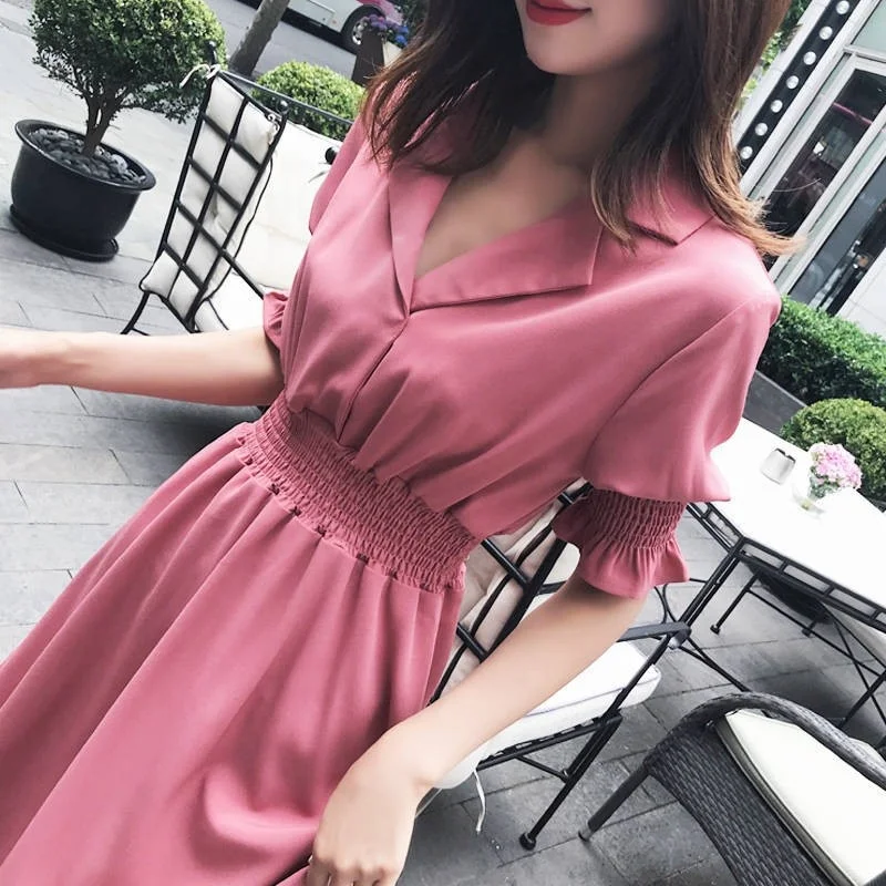 2021 Chiffon Dress Summer Women Short Sleeved Dress Retro Collar Casual Slim Dresses
2021 Chiffon Dress Summer Women Short Sleeved Dress Retro Collar Casual Slim Dresses