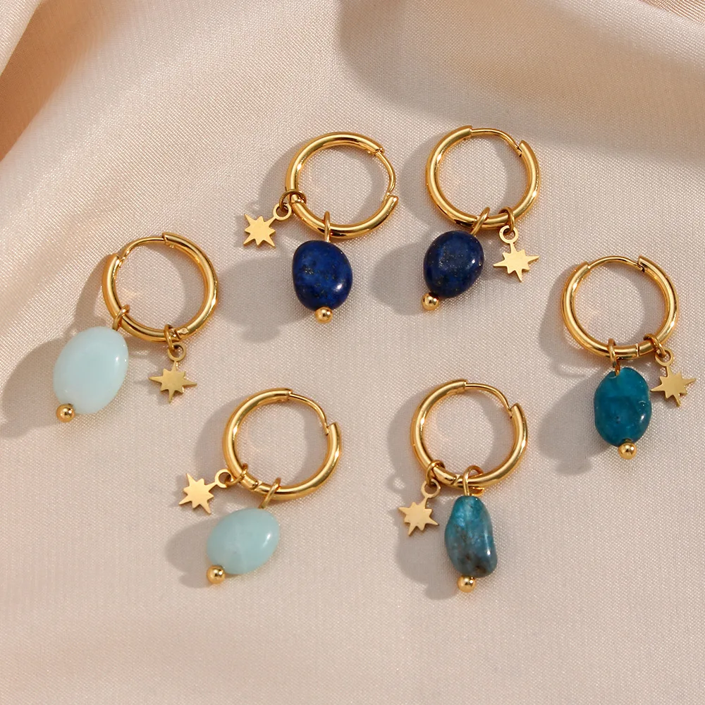 Octagonal Star Amazonite Apatite Lapis Lazuli Natural Stone Dangling Huggie Earrings Jewelry Women Wholesale
Octagonal Star Amazonite Apatite Lapis Lazuli Natural Stone Dangling Huggie Earrings Jewelry Women Wholesale
