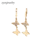 Beauty butterfly hoop earrings party hot sale cz gold plated earrings