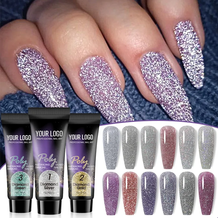 Reflective Acryl Gel Set Wholesale 12 Colors Flash Diamond Extension UV LED Gel Nail Builder Holo Silver Gold
Reflective Acryl Gel Set Wholesale 12 Colors Flash Diamond Extension UV LED Gel Nail Builder Holo Silver Gold