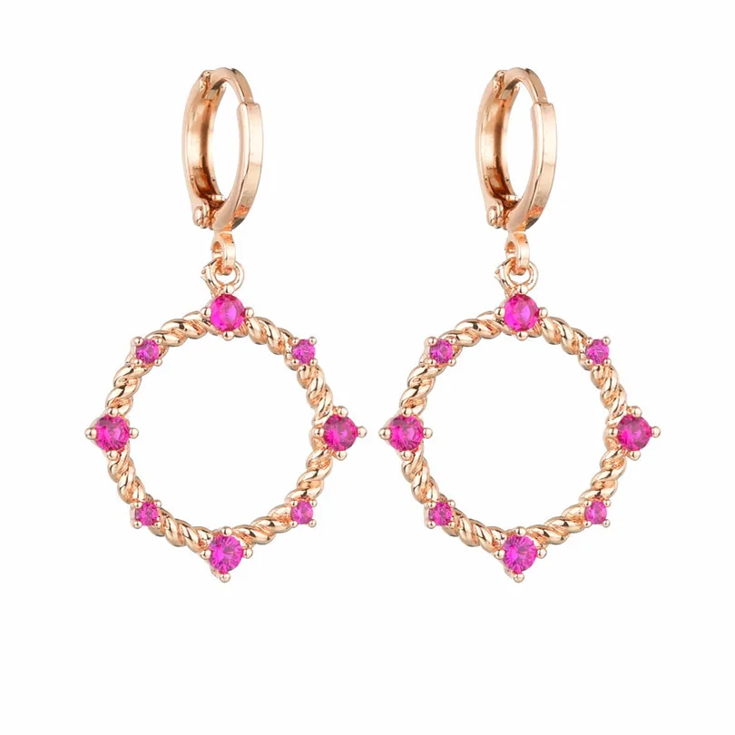 2021 new coming brass material circle shaped real rose gold plated ruby inlaid zriconium earrings for women, As pics
2021 new coming brass material circle shaped real rose gold plated ruby inlaid zriconium earrings for women, As pics