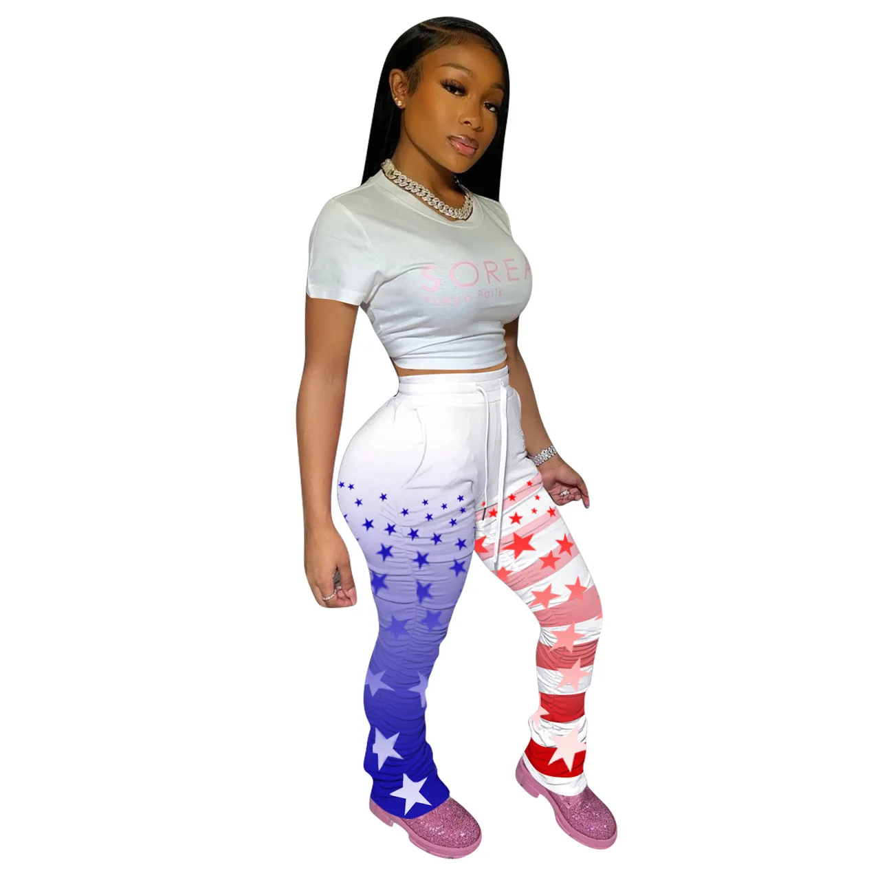 2021 Wholesale Bodycon Drawstring High Waist Casual Pleated Summer Women Stacked Pants, As pictures
2021 Wholesale Bodycon Drawstring High Waist Casual Pleated Summer Women Stacked Pants, As pictures
